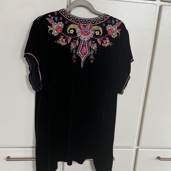 Johnny Was Black Top with Colorful Embroidery - Picture 14 of 17